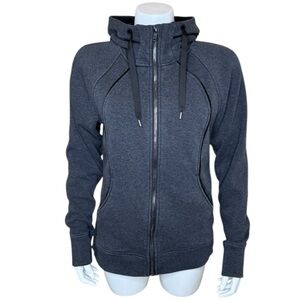 Lululemon Scuba Full-Zip Hoodie Plush 10 Heathered Black LW4ATWS